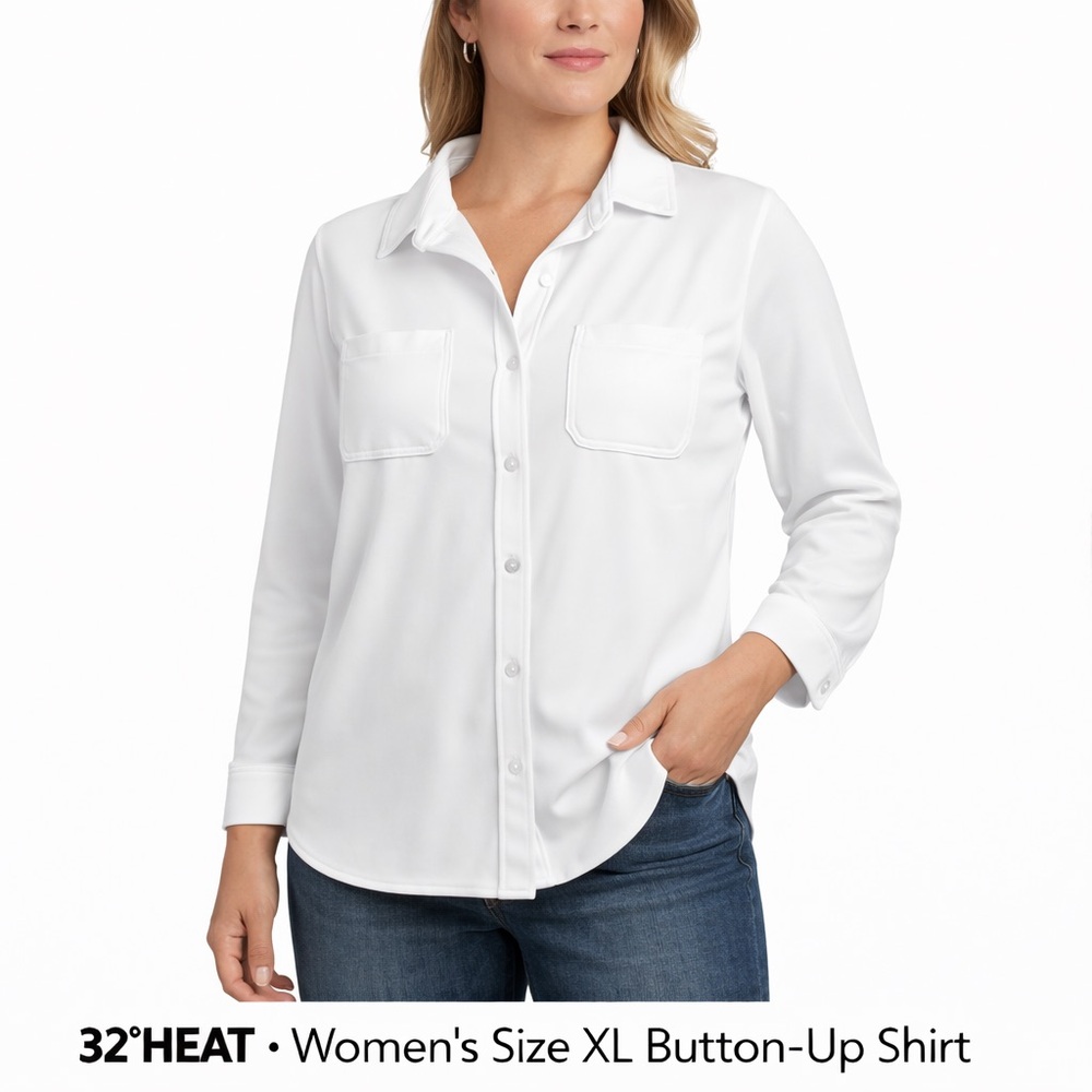 32 Degrees Women's White Button-Up Blouse - Picture 2 of 2